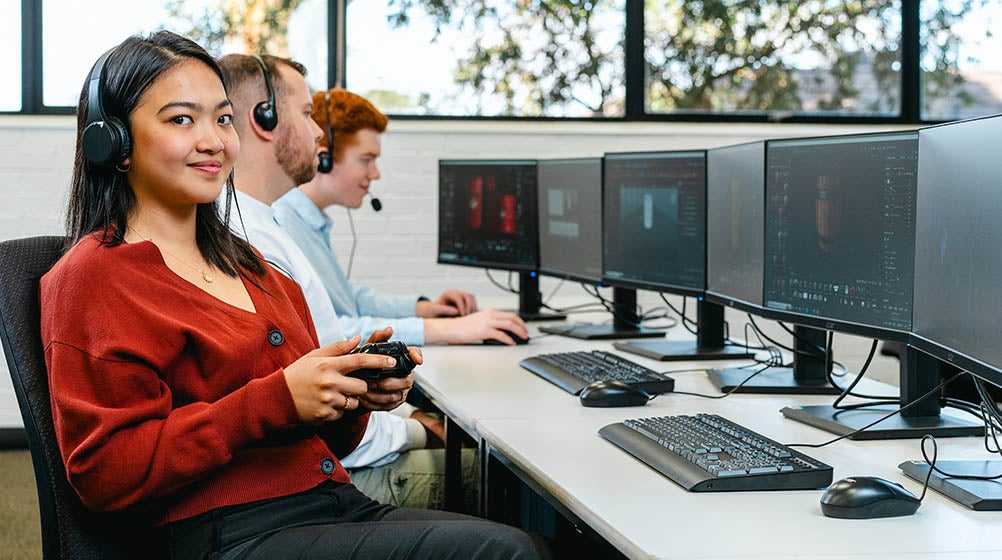 A student designing a computer game.