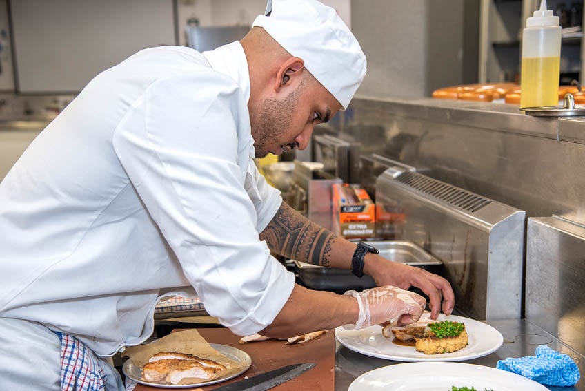 A student preparing food 