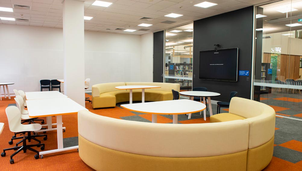 Image of a study area in the library