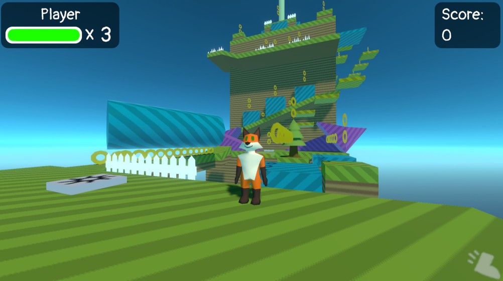 Game desgin - A game scene featuring grass, stone stairs, and a wooden deck overlooking the landscape