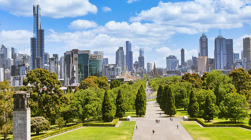 Melbourne with a view of the centre from the war memorial