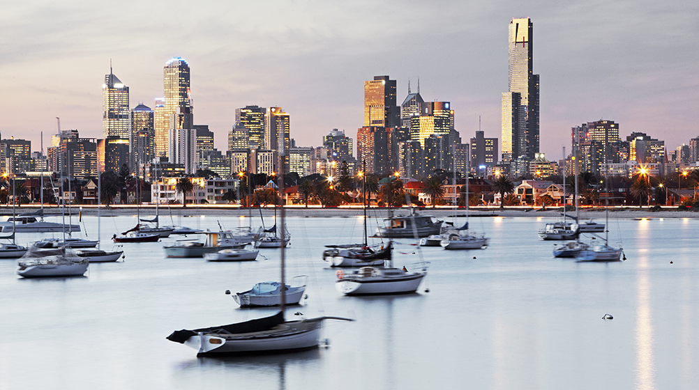 View looking North over the city of Melbourne from St Kilda Pier